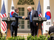 President Donald J. Trump and President Moon Jae-in of the Republic of Korea participate in joint statements on Friday, June 30, 2017, in the Rose Garden of the White House in Washington, D.C. (Official White House Photo by Shealah Craighead)