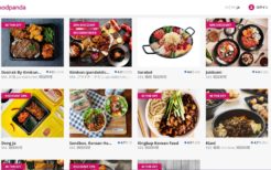 「フードパンダ」の韓国料理のページ。星の評価は和食とあまり変わらず、タイ人からの韓国料理人気は高いようだ