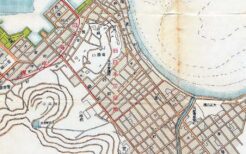 1925年頃の釜山中心部の地図。現在と比べると戦前の道路のレイアウトなど区画がほぼの残っていることがわかる