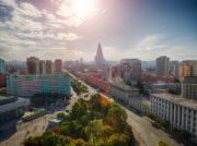 PYONGYANG,NORTH KOREA-OCTOBER 13,2017:Panorama of the city from the top point